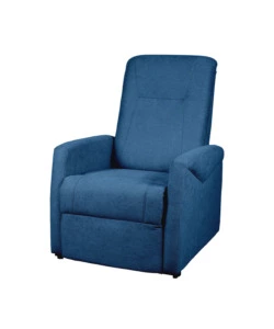 Poltrona massaggiante 'siena' tessuto blu con recliner elettrico, 75x93x105 cm